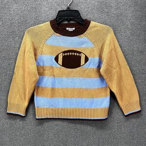 Hartstrings Sweater Toddler 7 Brown Blue Knit Top‎ crewneck football ball